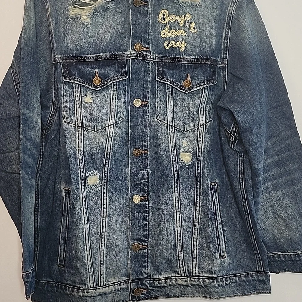 Sandrine Rose by Free People boys dont cry distressed jean jacket size m… - Picture 3 of 8